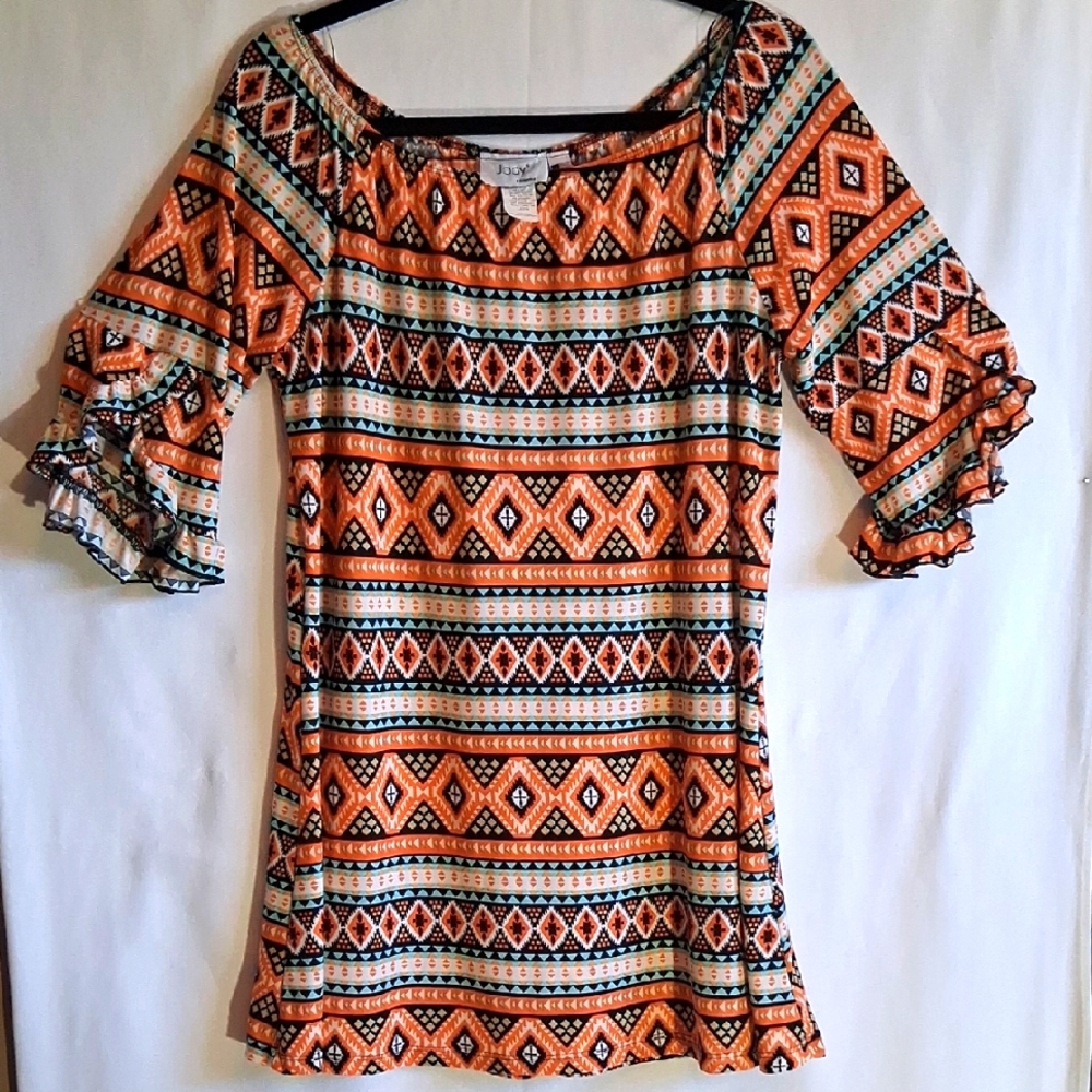 Orange Geometric Patterned Women's Tunic